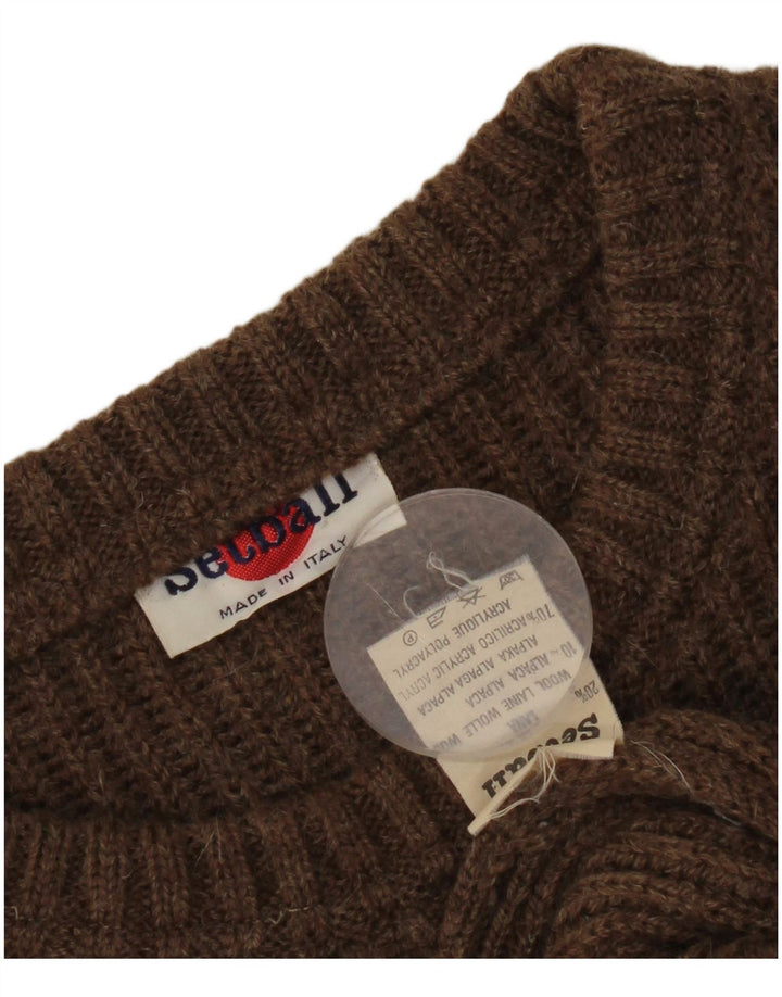 Setball Pull à col rond pour homme IT 50 Marron moyen Colourblock