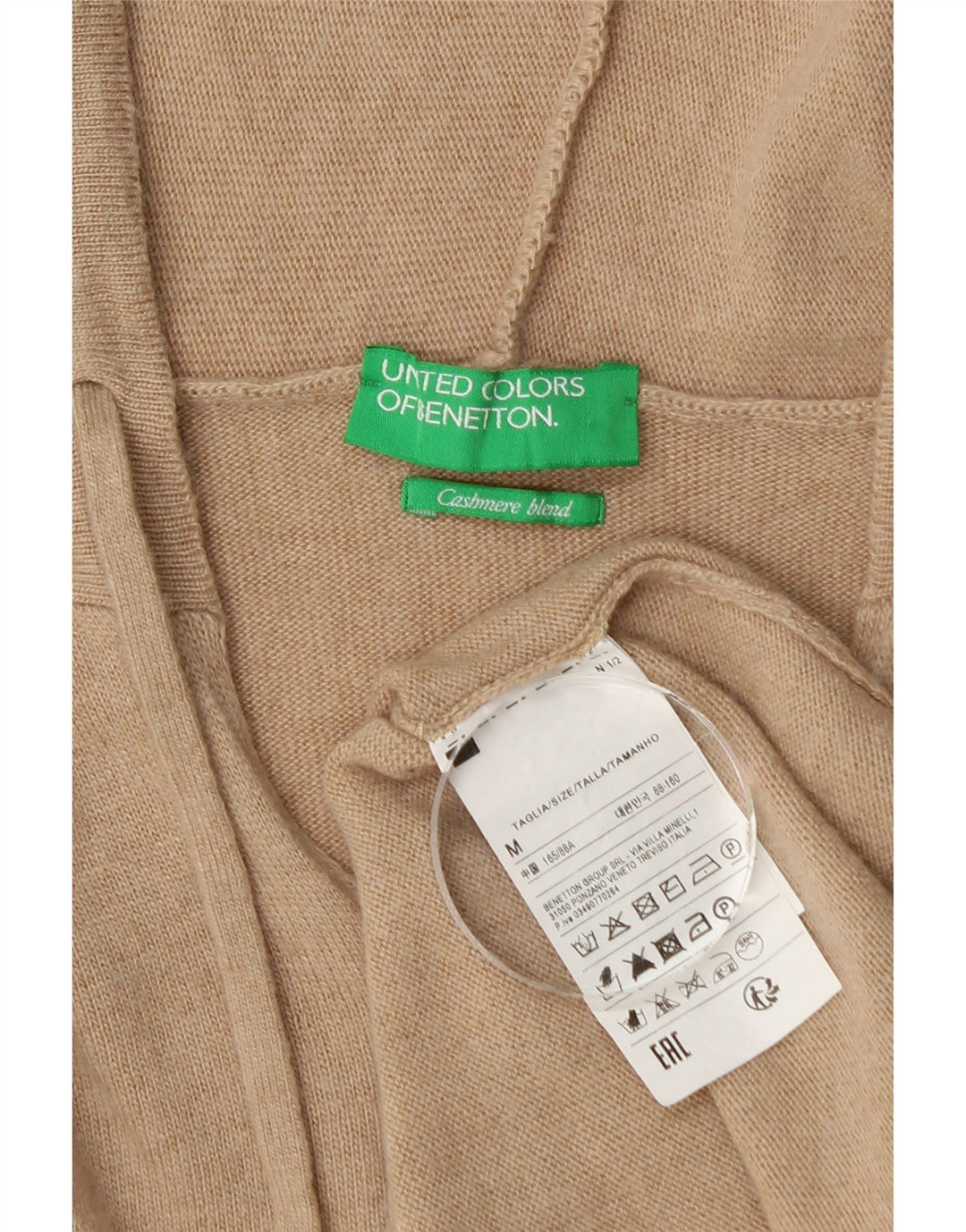 Benetton Pull à capuche pour femme UK 44 Beige moyen Polyamide