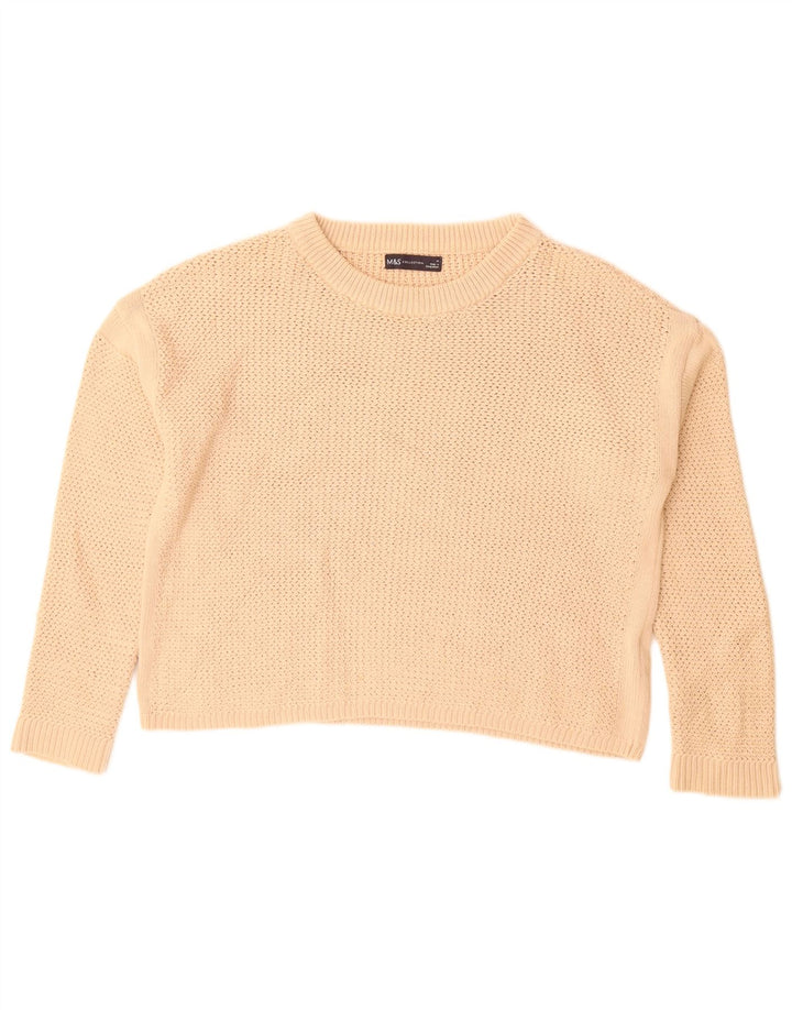 Marks & Spencer Pull à col rond pour femme UK 14 Beige moyen