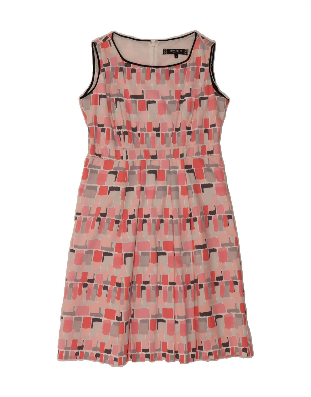 PRINCIPLES Womens Sleeveless A-Line Dress UK 12 Medium  Pink Geometric Vintage Principles and Second-Hand Principles from Messina Hembry 