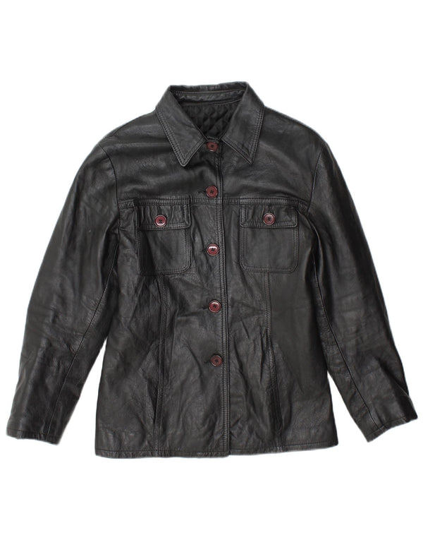 Regina Schrecker Veste en cuir pour femme UK 10 Petit Noir