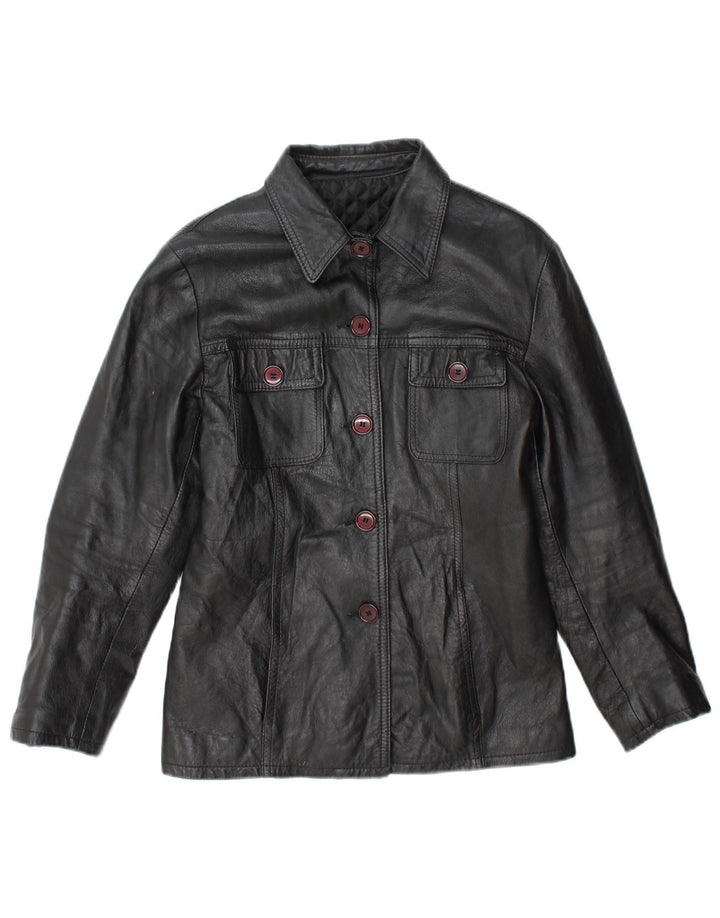 Regina Schrecker Veste en cuir pour femme UK 10 Petit Noir