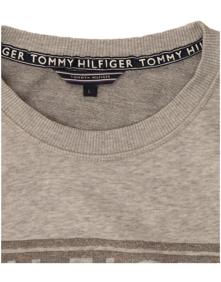 Tommy Hilfiger Sweat-shirt graphique pour femme UK 16 Large Gris