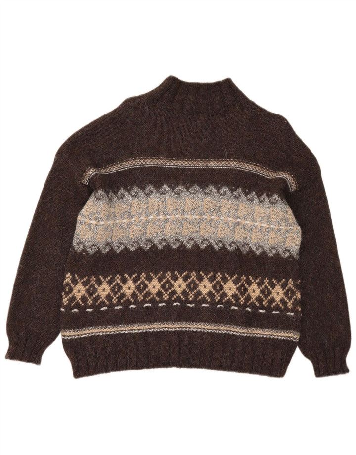 Sisley Pull col roulé pour femme UK 14 Marron moyen Fair Isle