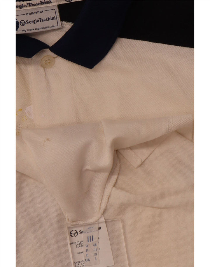 SERGIO TACCHINI Polo Graphique Homme Petit Blanc Colorblock Coton
