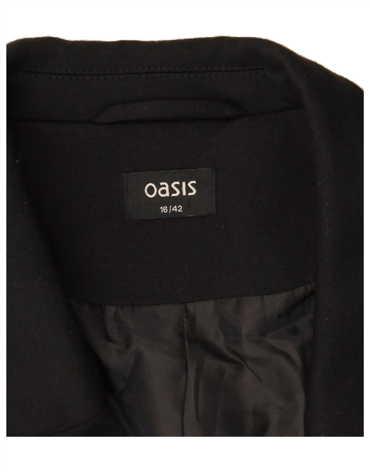 OASIS Womens Open Blazer Jacket UK 16 Large Black Polyester Vintage Oasis and Second-Hand Oasis from Messina Hembry 