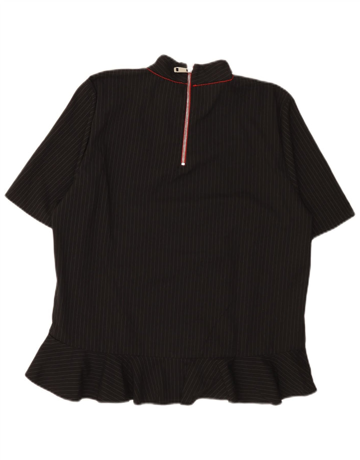 Zara Femme Chemisier Top UK 44 Medium Noir Colorblock Polyester