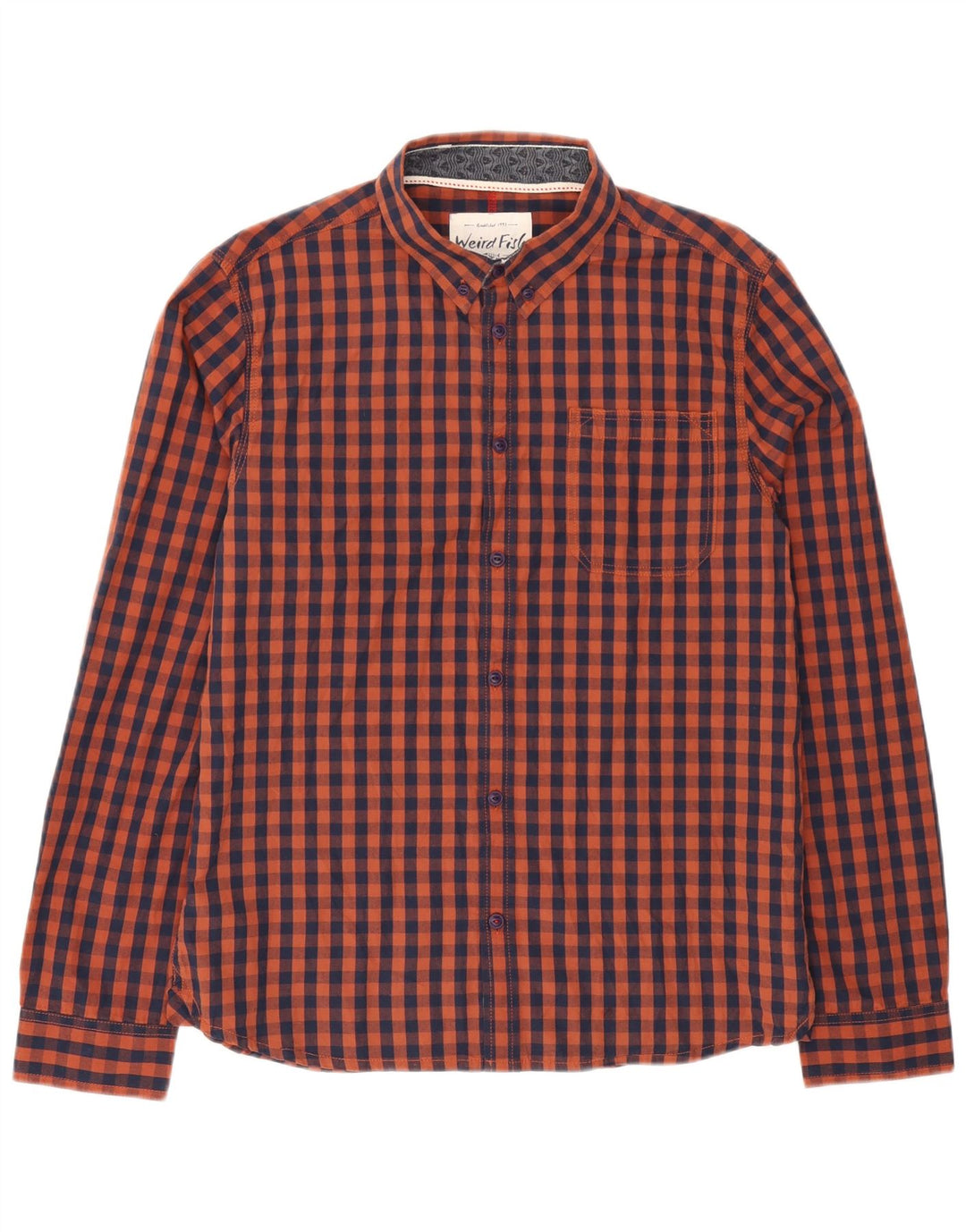 Chemise Homme Weird Fish Coton Vichy Marron Moyen