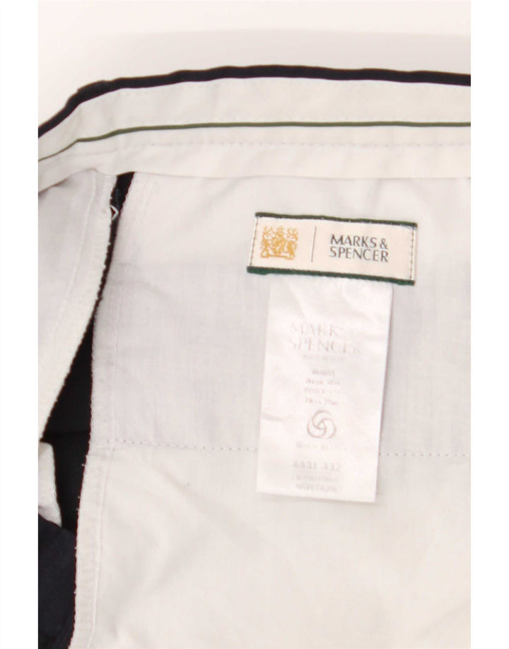 Marks & Spencer Pantalon de Costume Droit Homme W34 L29 Bleu Marine Polyester