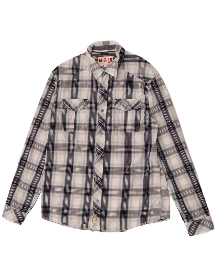 Chemise pour hommes Mustang Taille Large à carreaux multicolores en coton