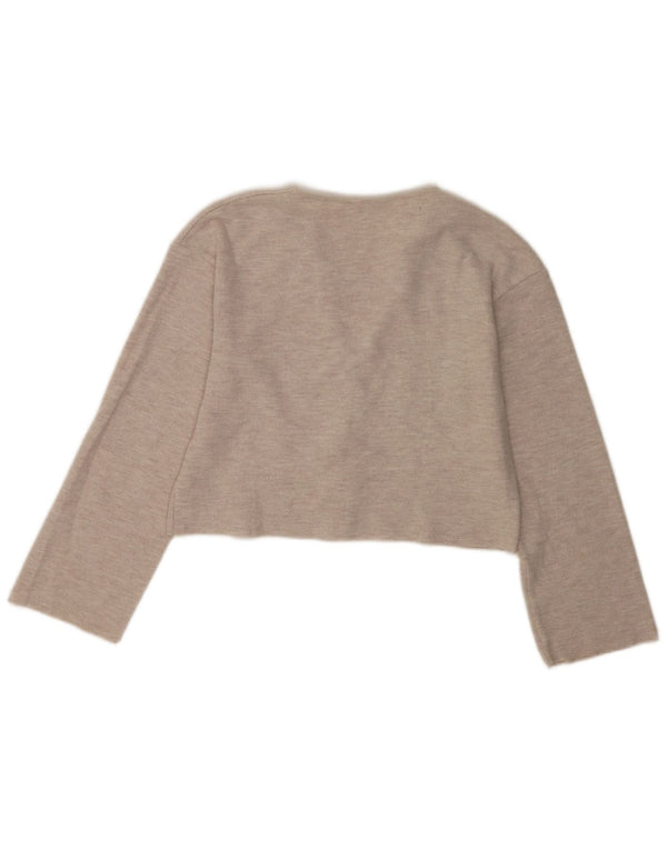 Zara Womens Crop Cardigan Sweater UK 10 Petit Coton Beige