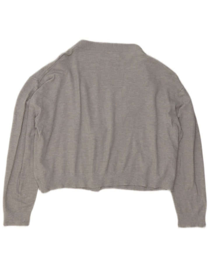 French Connection Cardigan court surdimensionné pour femme UK 10 Petit Gris