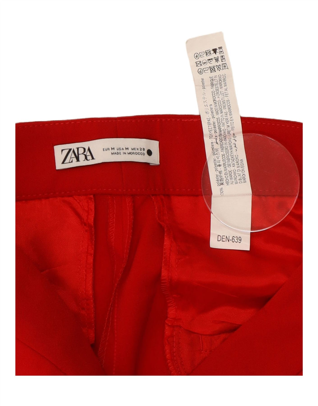Zara Femme Pantalon De Costume Droit Moyen W28 L32 Rouge Polyester