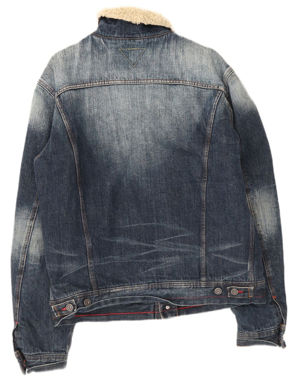 Meltin' Pot Veste en jean Sherpa pour homme UK 42 XL Bleu Coton