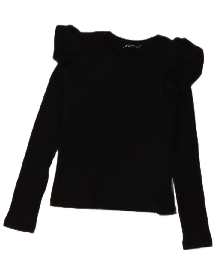 Zara Chemisier court à manches longues pour femme UK 10 Petit Noir