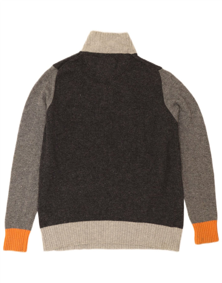 TRUSSARDI Pull Col Zippé Homme Gris Moyen Laine Colorblock