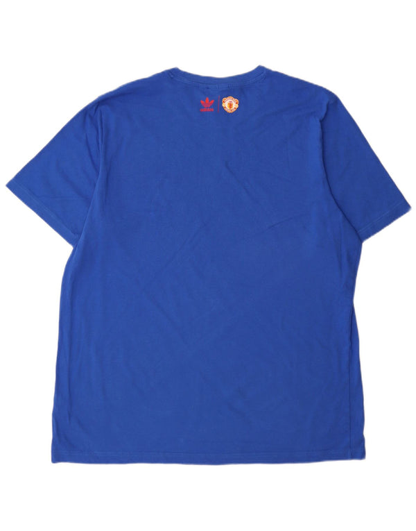 Adidas Mens Manchester United Graphic T-Shirt Top XL Bleu Coton