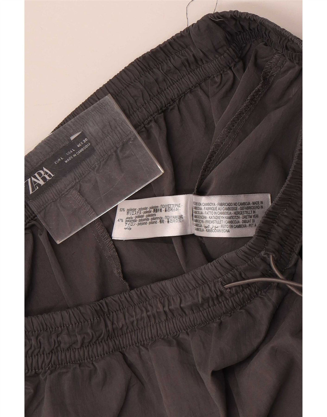 Zara Pantalon de survêtement cargo pour femme Pantalon de jogging UK 14 Large Gris Polyester