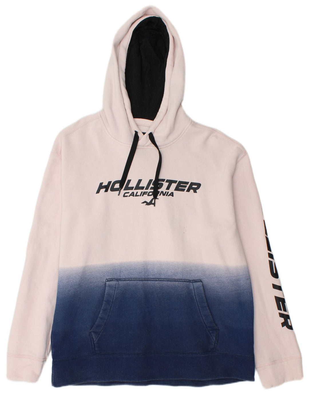 HOLLISTER Pull à capuche graphique pour hommes, grand, en coton color block blanc