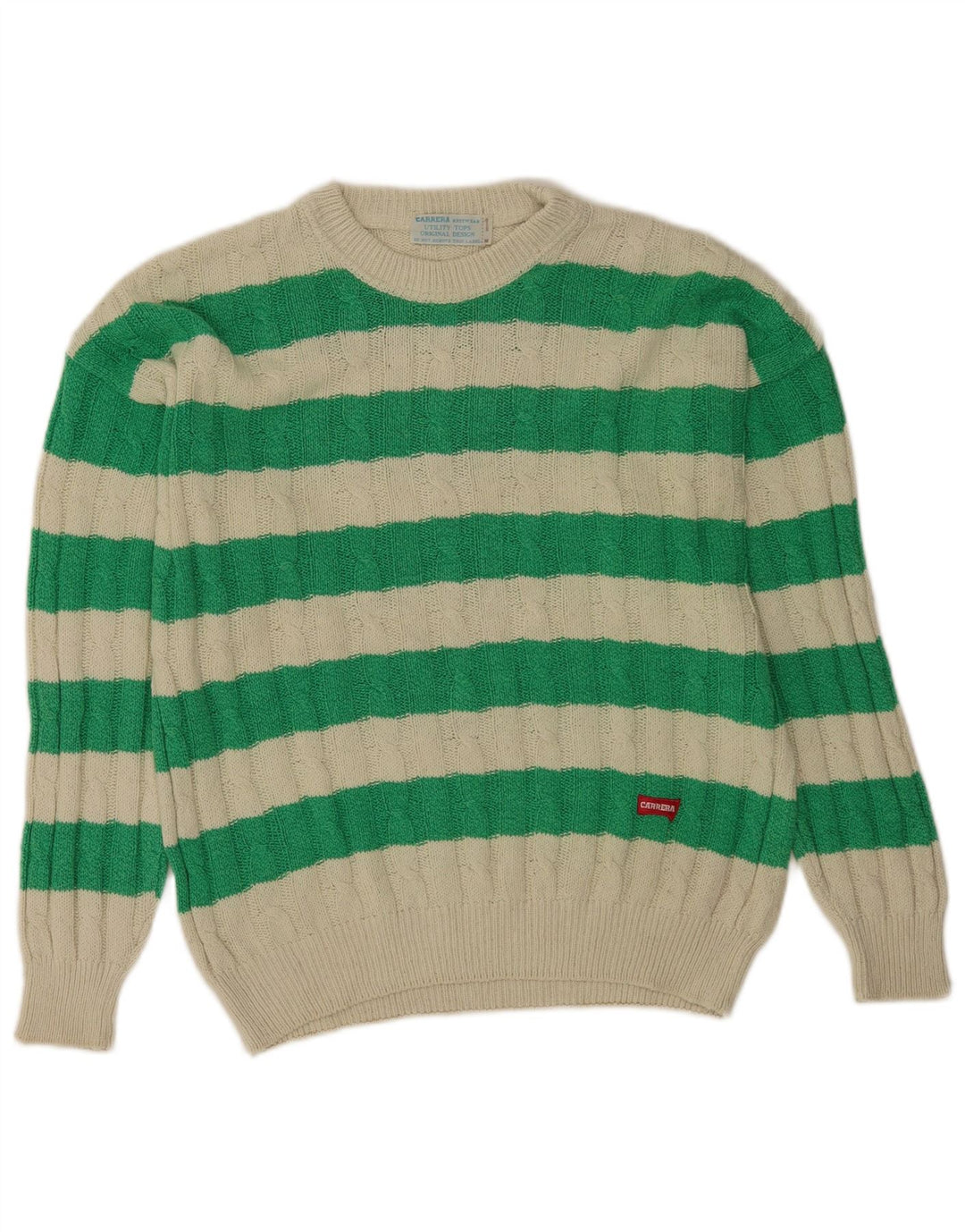 Carrera Pull Col Rond Homme Vert Moyen Rayé Coton