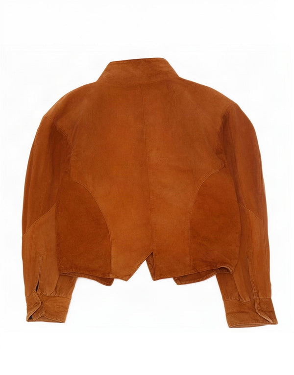 veste en daim coupe ample femme vintage UK 14 cuir beige moyen
