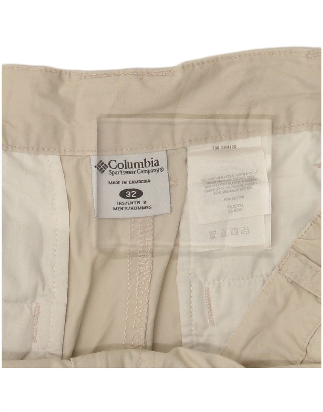 COLUMBIA Short Cargo Homme W32 Coton Beige Moyen