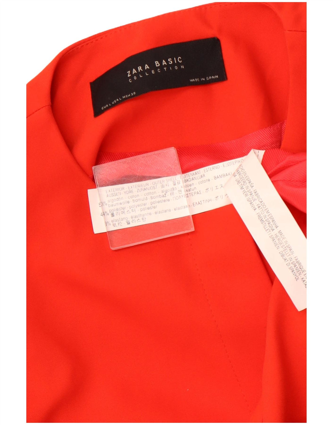 ZARA Veste blazer ouverte à manches 3/4 pour femme UK 14 Large Orange Coton