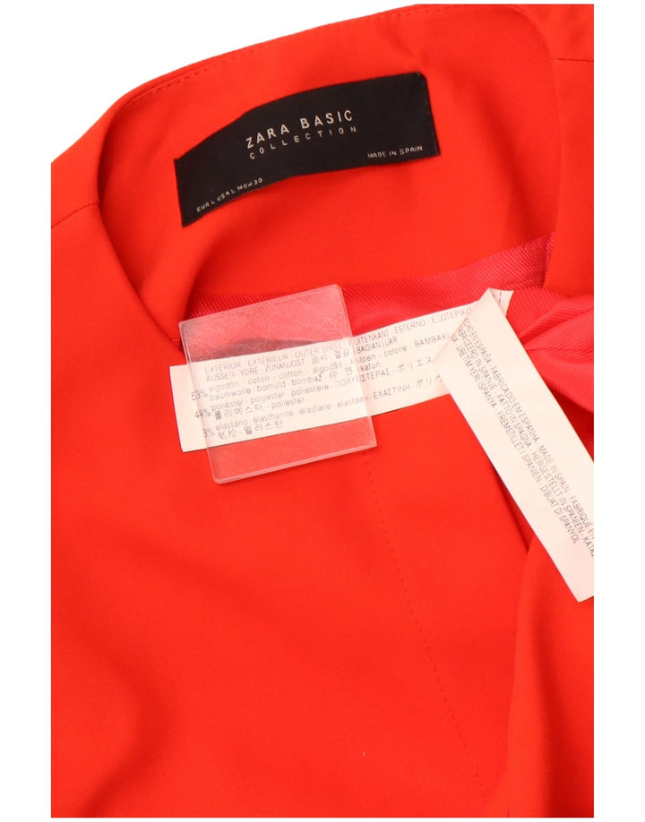 ZARA Veste blazer ouverte à manches 3/4 pour femme UK 14 Large Orange Coton