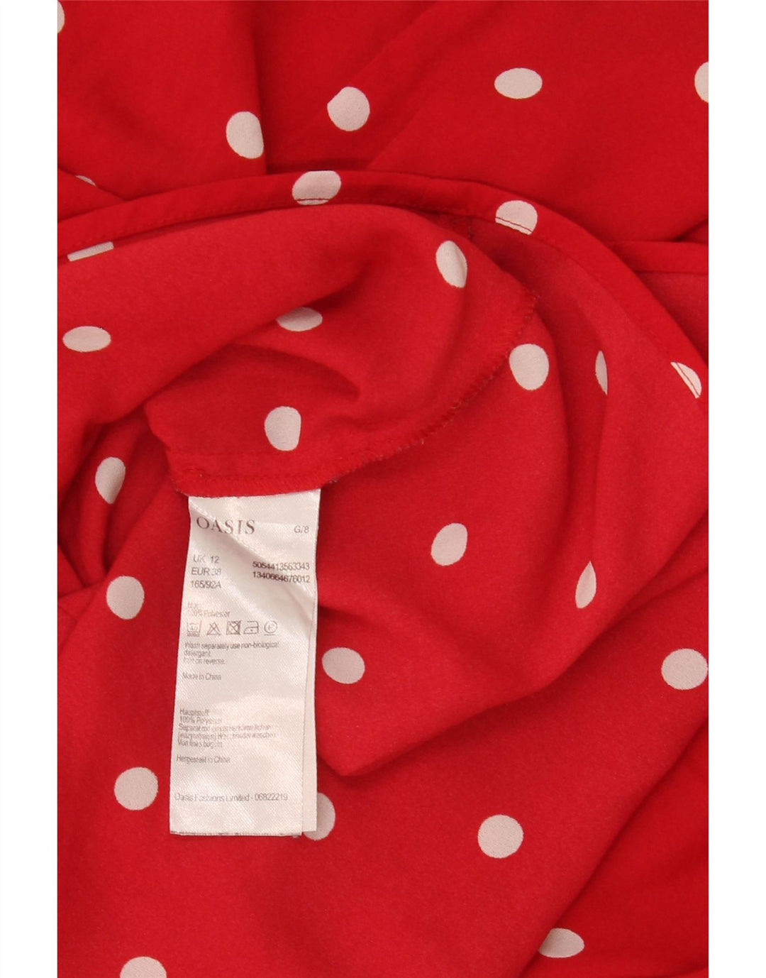 Oasis Chemisier court à épaules dénudées pour femme UK 12, pois rouges moyens