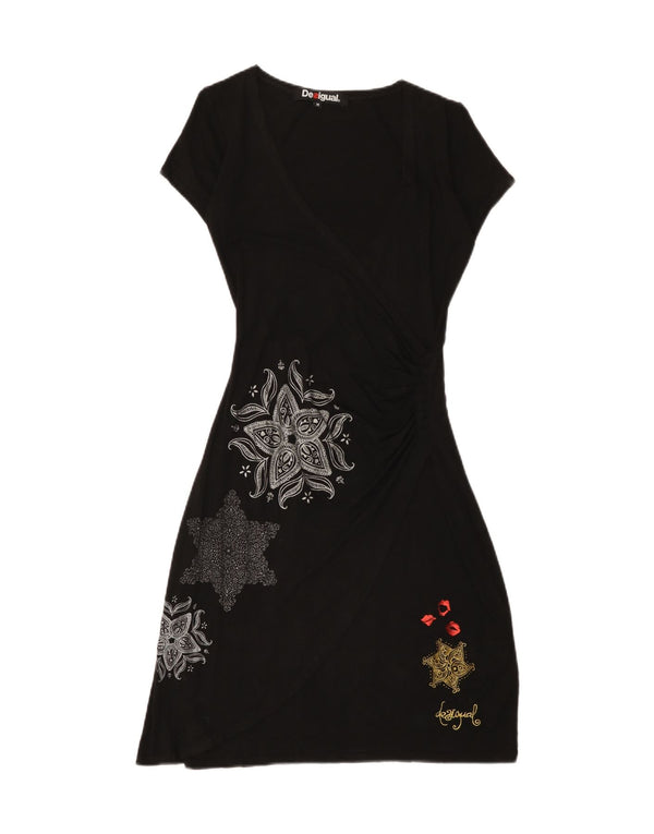 Desigual Robe trapèze pour femme UK 42 Medium Noir Paisley Viscose