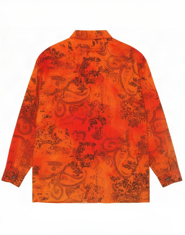 Signum Chemise Homme Large Orange Paisley Coton