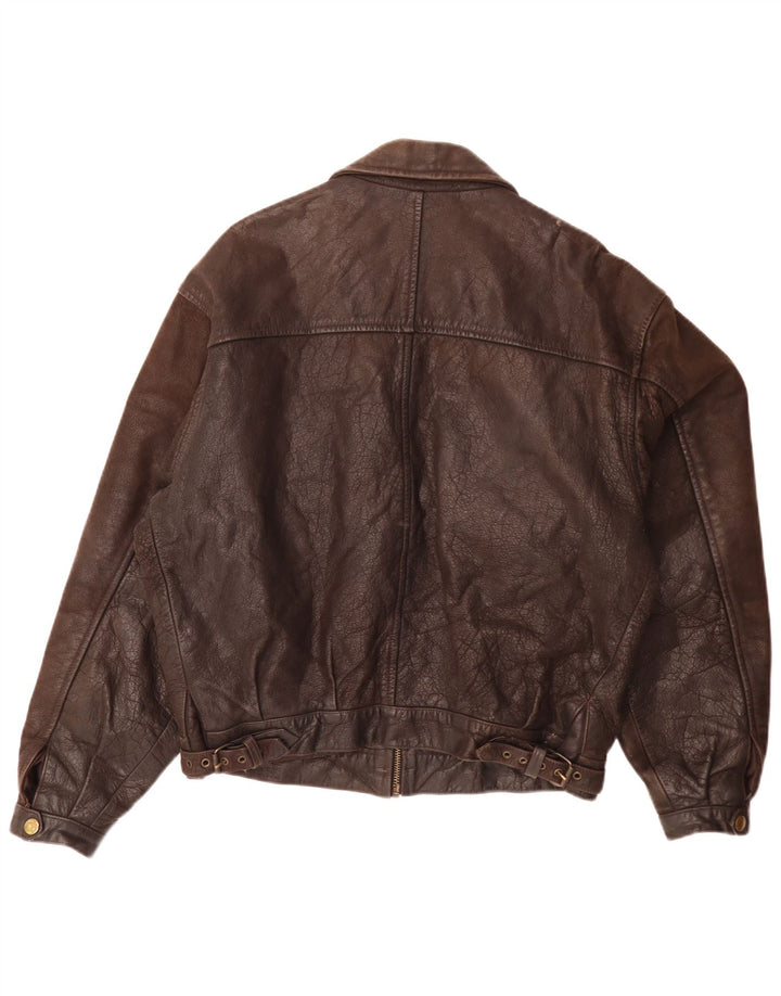 veste en cuir homme vintage IT 50 Grand Marron