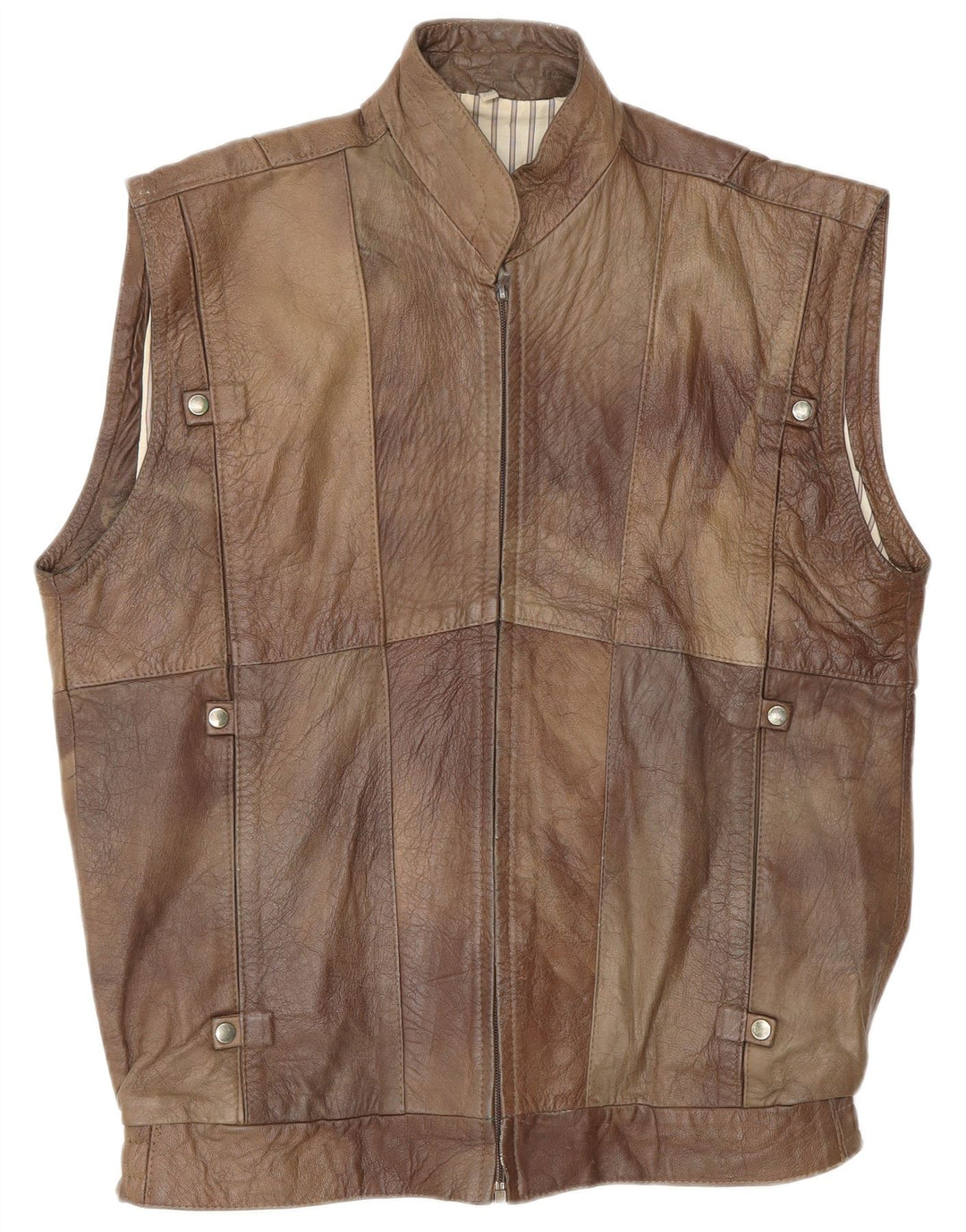 VINTAGE Gilet en cuir homme UK 38 Marron moyen