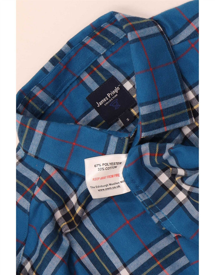 James Pringle Chemise en flanelle pour homme Petit carreaux bleus Polyester