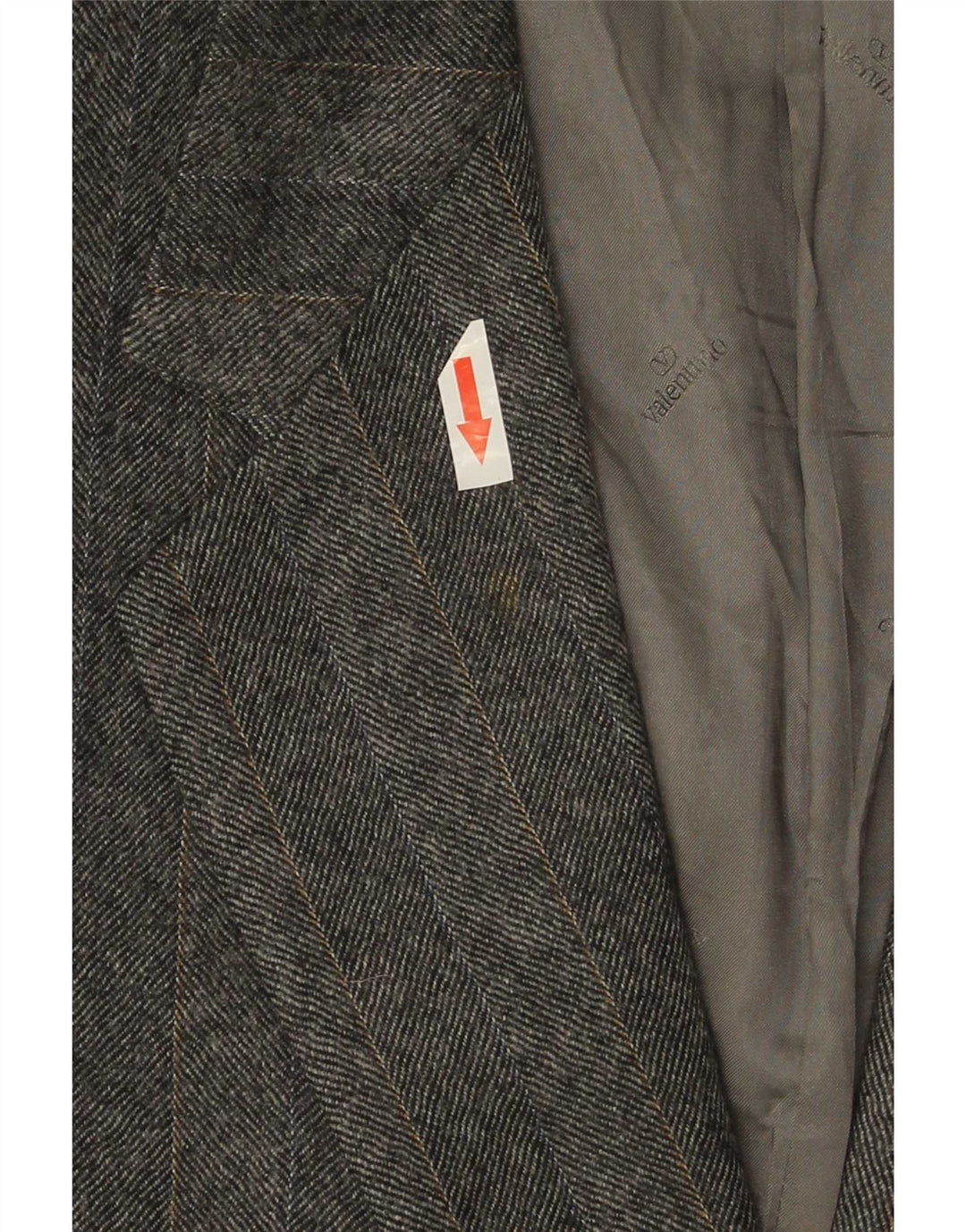 Valentino Veste Blazer 2 Boutons Homme IT 48 Laine Vierge Rayée Gris Moyen