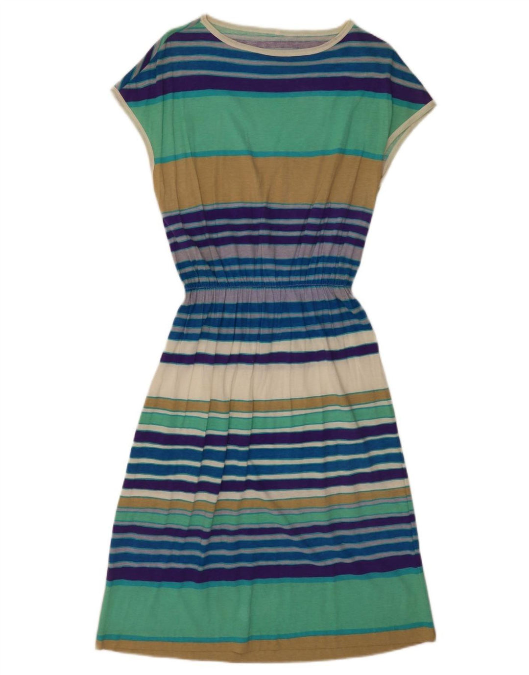 vintage Womens Basic Dress UK 12 Moyen Multicolore Rayé