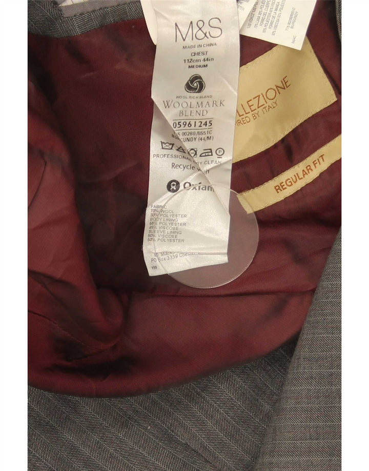 Marks & Spencer Veste blazer à 2 boutons pour homme UK 44 XL en laine à chevrons gris