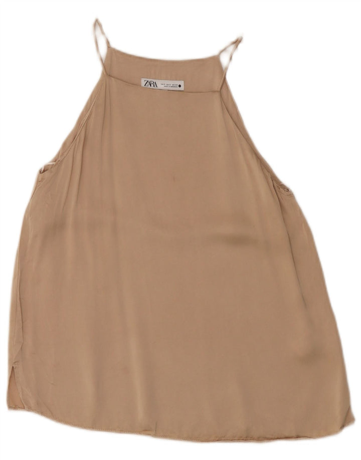 Zara Femme Cami Top UK 10 Small Beige Viscose