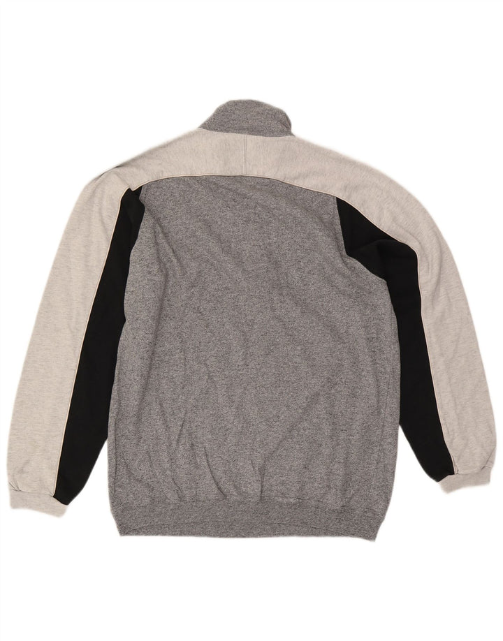 CHAMPION Sweat-shirt à col zippé pour homme, grand, gris, color block, en coton