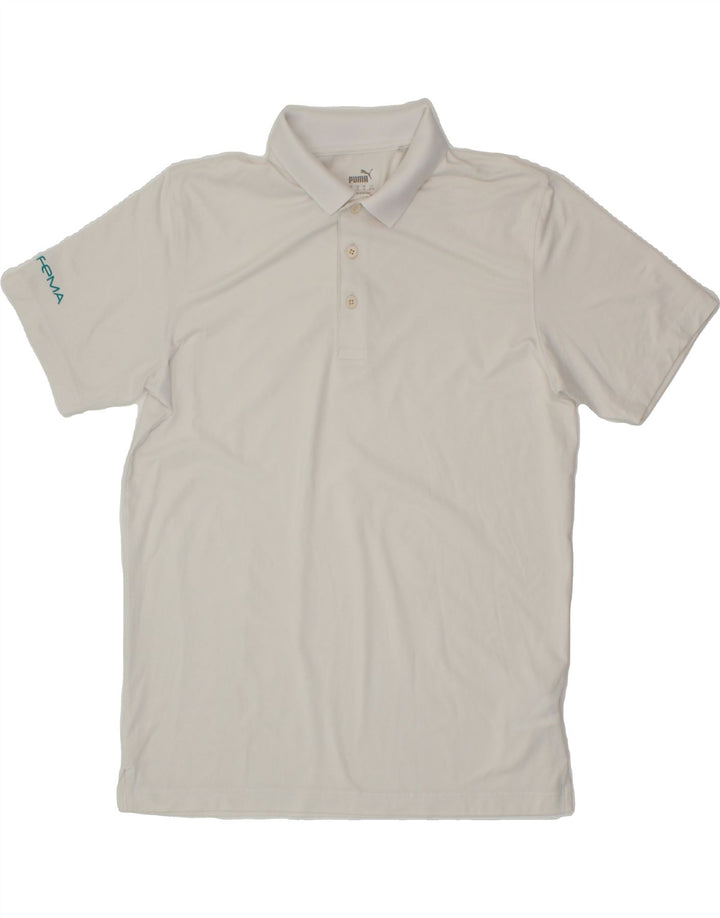 PUMA Mens Polo Shirt Medium White Polyester Vintage Puma and Second-Hand Puma from Messina Hembry 