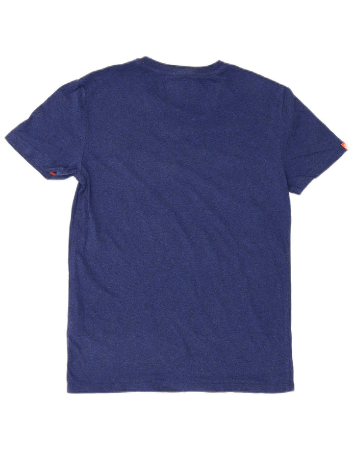 Superdry Homme T-Shirt Top Petit Bleu Marine Coton