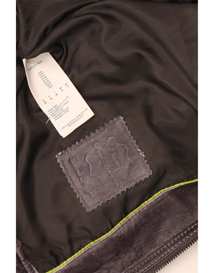S.Oliver Veste de motard en cuir pour femme UK 16 Grand cuir violet