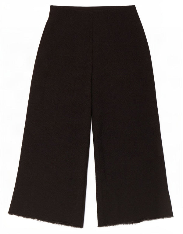 Zara Pantalon court à jambe large pour femme Petit W26 L24 Noir Polyester
