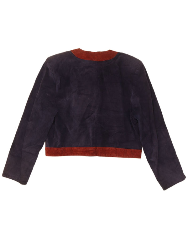 DINO' Z Veste boléro graphique pour femme UK 16 Large Bleu marine Colourblock
