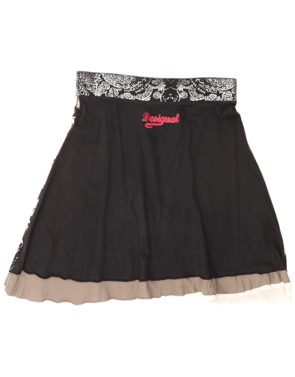 Desigual Jupe trapèze graphique pour femme Medium W30 Noir géométrique