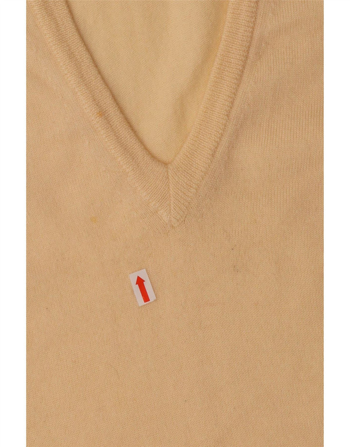 POLO Débardeur Col V Homme IT 52 Large Jaune Laine Vierge