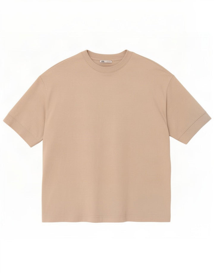 Zara Homme T-Shirt Top Beige Moyen Coton