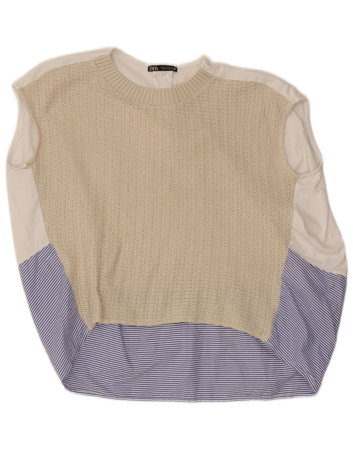 Zara Chemisier sans manches pour femme UK 10 Small Multicolore Colourblock