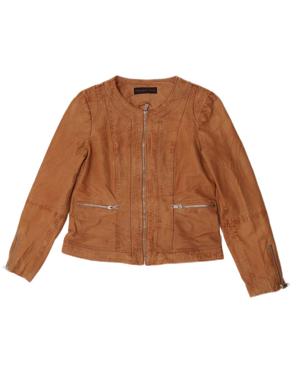 Trussardi Jeans Veste en Cuir Femme IT 46 Large Cuir Marron