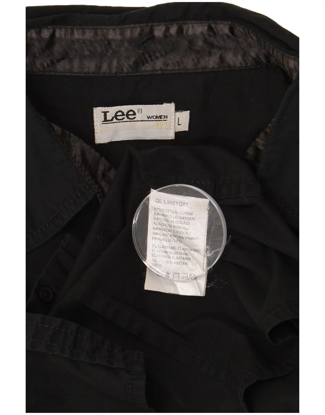 LEE Chemise à manches courtes pour femme UK 16 Large Noir Coton